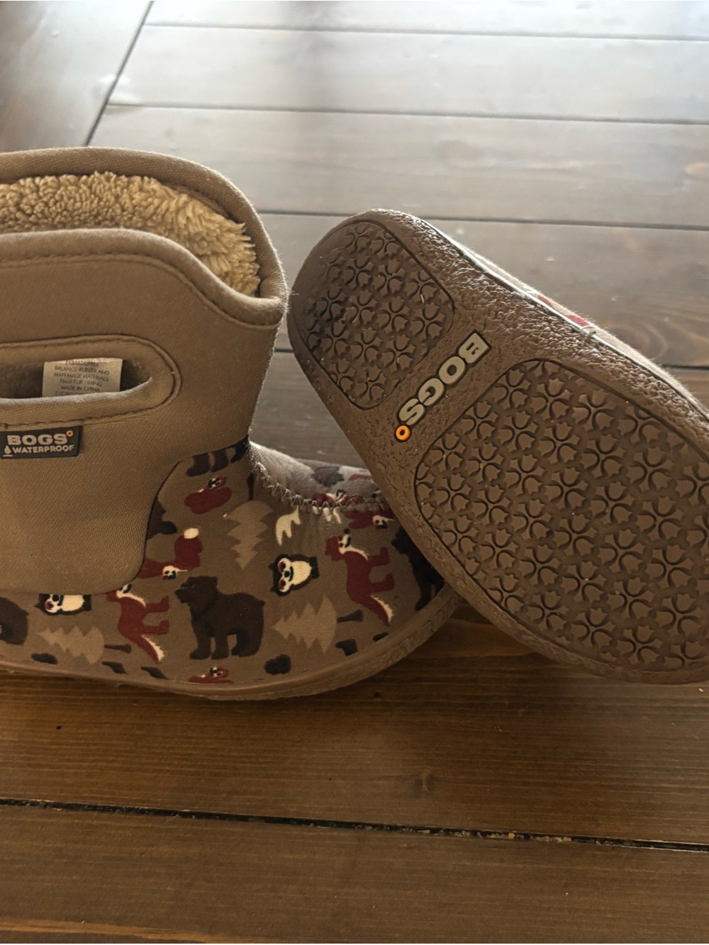 Bogs Kids Tan Woodland Animal Waterproof Boots